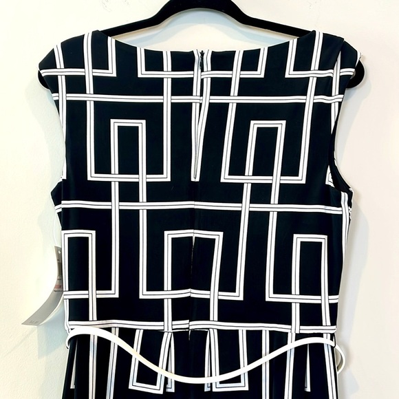 NWT Maggy London Black and White Sheath Midi Dress Geometric Size 10 - Picture 8 of 10
